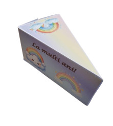 Cutie in forma de felie tort din carton de 160 gr model Curcubeu 12 x 7 x 5 cm