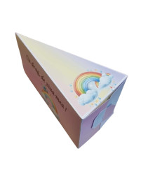 Cutie in forma de felie tort din carton de 160 gr model Curcubeu 12 x 7 x 5 cm