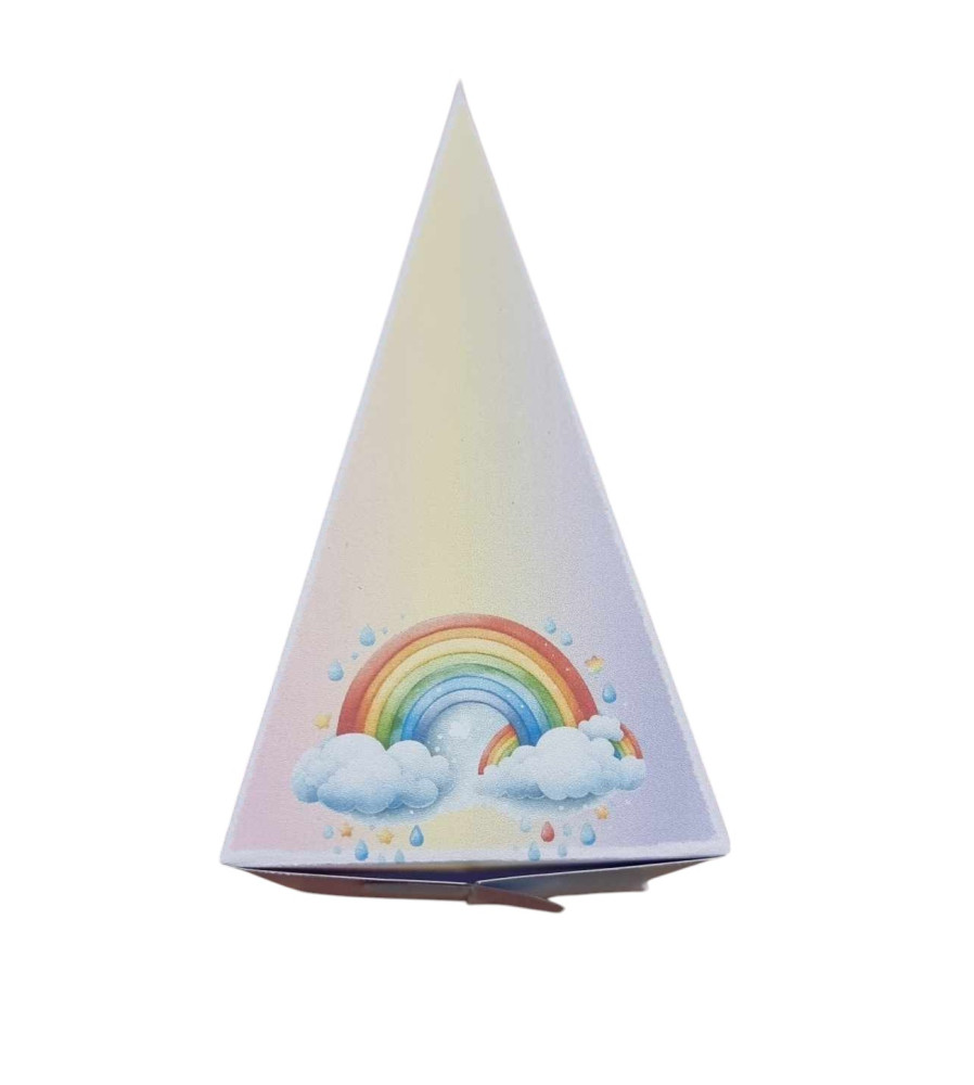 Cutie in forma de felie tort din carton de 160 gr model Curcubeu 12 x 7 x 5 cm