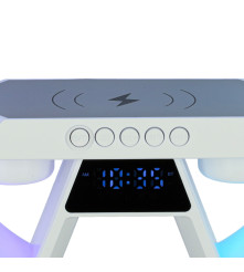 Lampa de veghe LED RGB incarcator inductiv si radio, alb