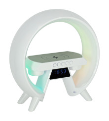 Lampa de veghe LED RGB incarcator inductiv si radio, alb