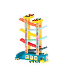 Pista de curse si garaj cu 8 masinute, multicolor