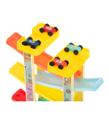 Pista de curse si garaj cu 8 masinute, multicolor