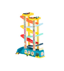 Pista de curse si garaj cu 8 masinute, multicolor