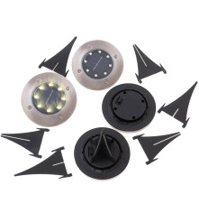 Set 4 lampi solare alb cald, cu senzor de lumina si 8 leduri cu fixare in soare