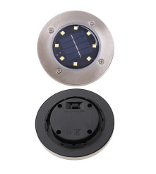 Set 4 lampi solare alb cald, cu senzor de lumina si 8 leduri cu fixare in soare