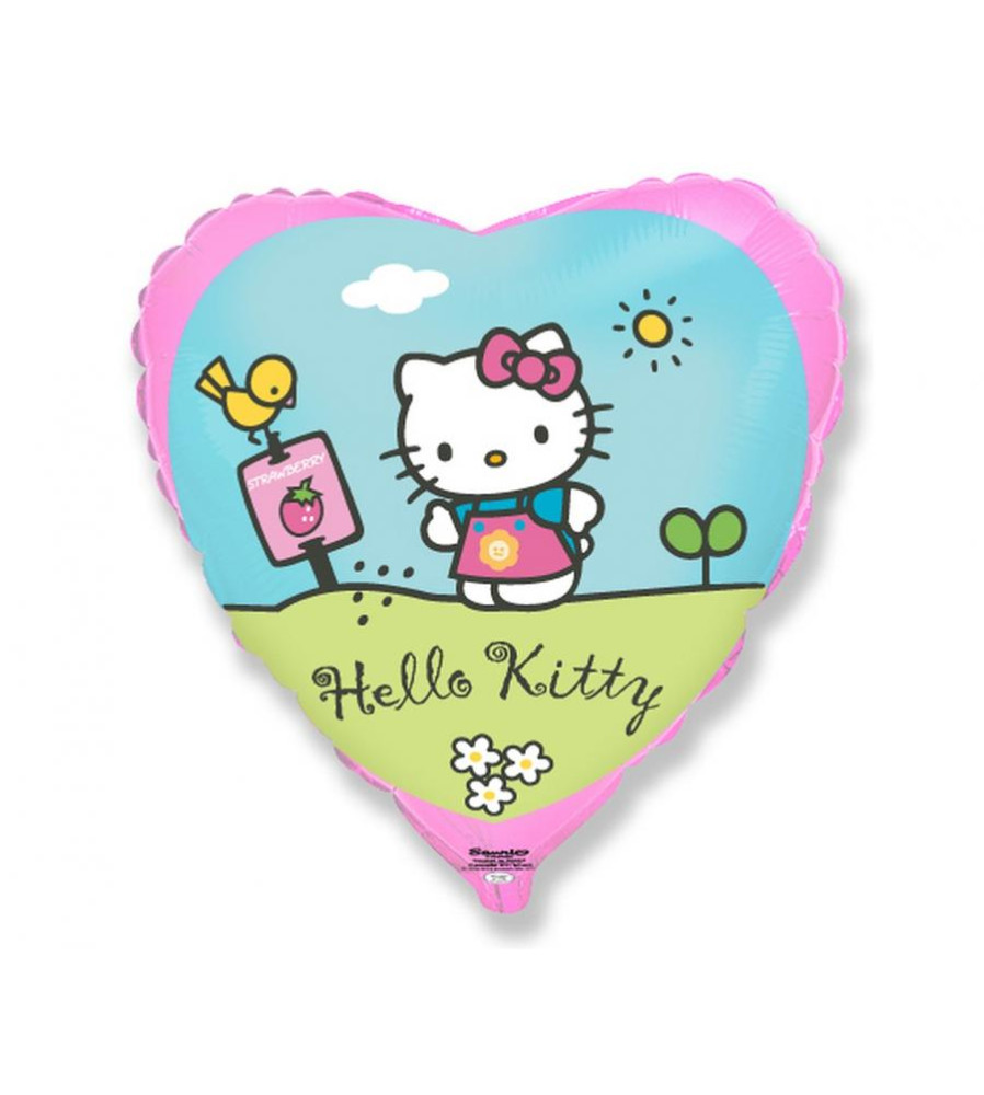 Balon folie, model inimioara Hello Kitty, 46 cm