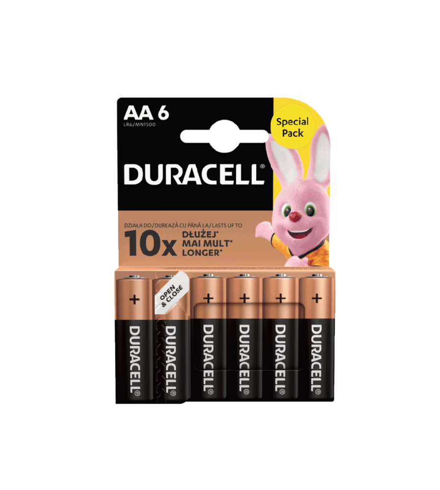 Set 6 baterii alcaline Duracell Basic Duralock LR6 AA