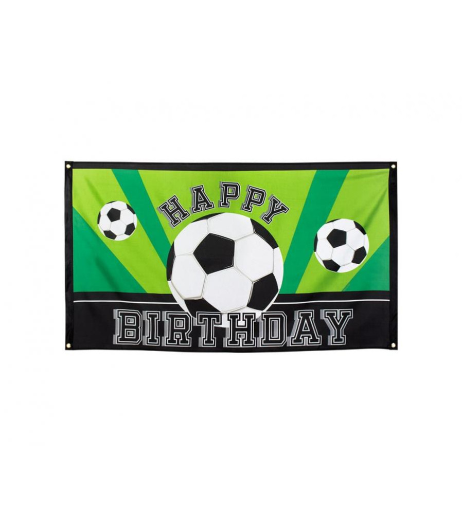 Steag 'Happy Birthday', model fotbal, poliester, 90 x 150 cm, multicolor