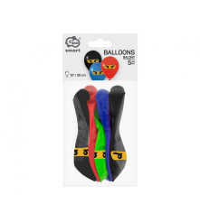 Set 5 baloane Ninja, multicolor, 30 cm