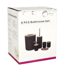 Set baie din 6 piese, gri cu elemente din lemn