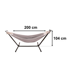 Hamac dublu de gradina sau camping cu cadru si husa, 200 cm, capacitate 150 kg, negru-bej