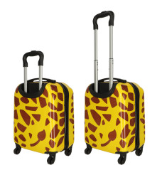 Troler voiaj pentru copii cu roti, model girafa, galben-maro, 31 x 46 x 26 cm