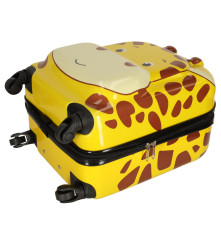 Troler voiaj pentru copii cu roti, model girafa, galben-maro, 31 x 46 x 26 cm