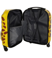 Troler voiaj pentru copii cu roti, model girafa, galben-maro, 31 x 46 x 26 cm