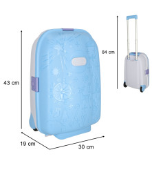 Troler Voiaj Pentru Copii Cu Roti silentioase, autocolante nume, albastru, 43 x 30 x 19 cm