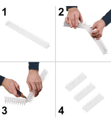 Set 8 module de tepi anti-pasari din plastic, alb, 43 cm