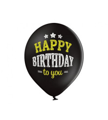 Set 6 baloane latex Happy Birthday to you D11, negru, 30 cm