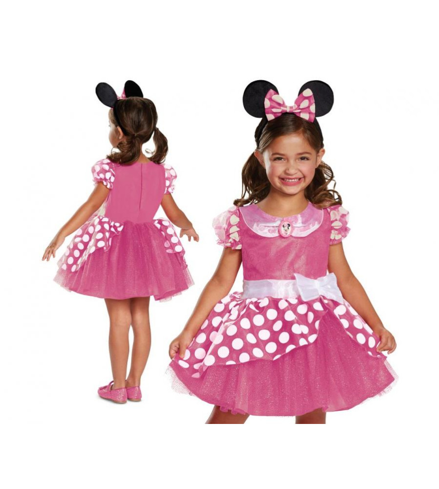 Costum carnaval pentru copii Minnie Mouse Roz Deluxe, marime XS (3-4 ani)