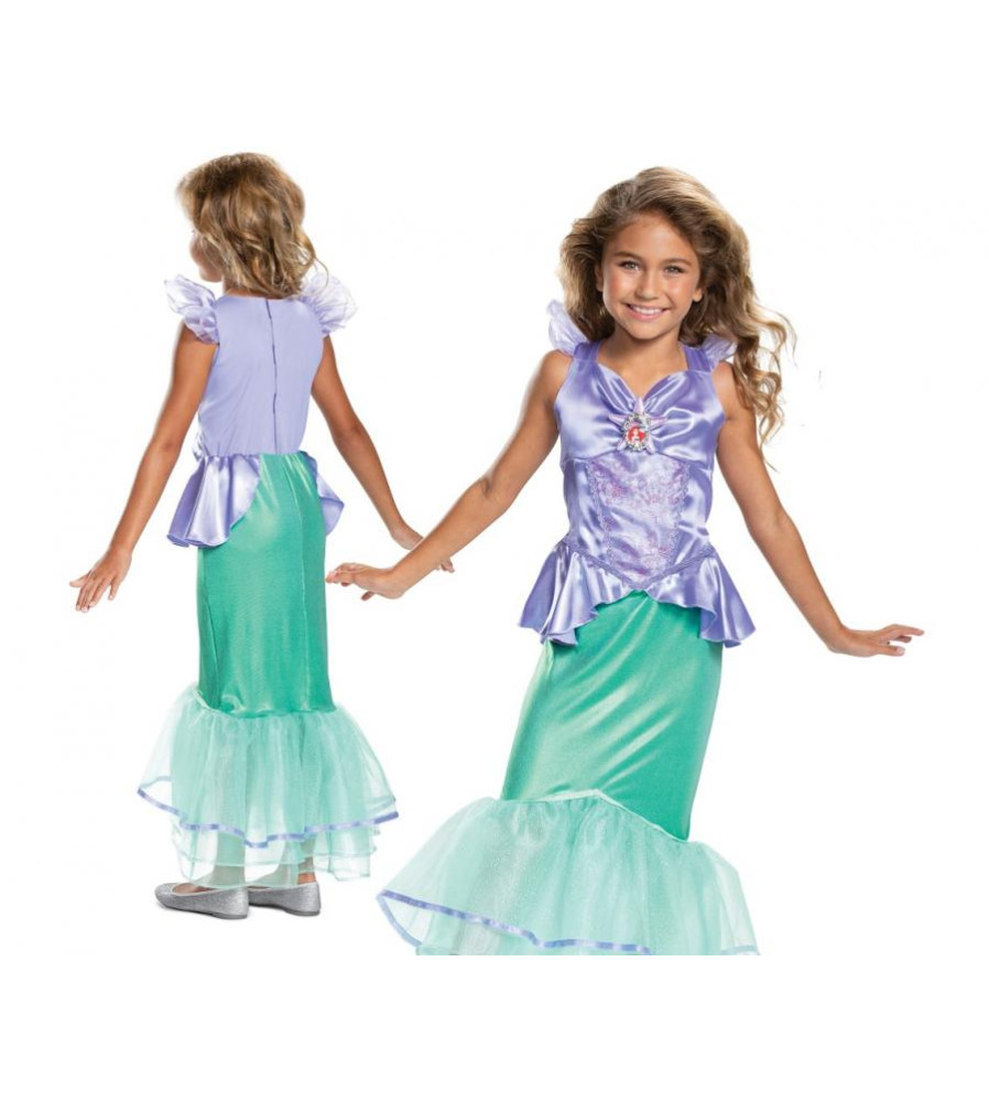 Costum carnaval printesa Ariel - Mica sirena Deluxe ( licentiat)pentru copii, marime M ( 7-8 ani)