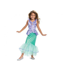Costum carnaval printesa Ariel - Mica sirena Deluxe ( licentiat)pentru copii, marime M ( 7-8 ani)