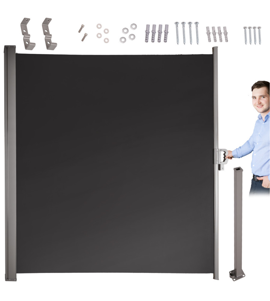 Copertina laterala retractabila pentru terasa sau gradina, 160 x 300 cm, gri inchis