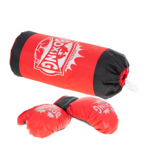 Set de box pentru copii, sac si manusi, rosu/negru