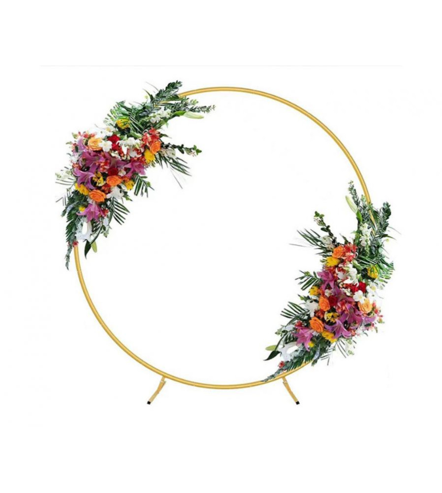 Arcada decorativa rotunda, metal auriu, 200 cm, pentru baloane si flori