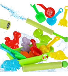 Set jucarii plaja 12 Piese( bărcuța, forme, lopata, grebla și pistol cu apa)