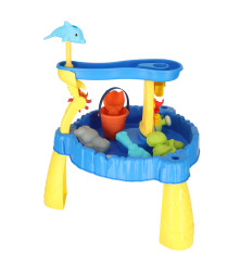 Masuta de Joaca 2 în 1 cu Nisip si Apa pentru Copii cu Scaunel Si 23 Accesorii