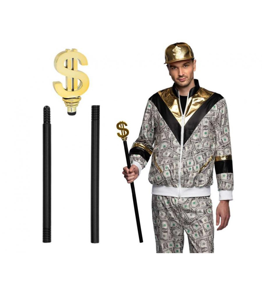 Baston Pimp cu Semn Dollar, 3 Piese, 76 cm