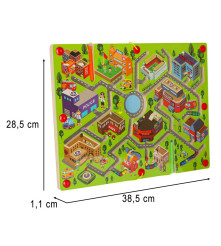 Labirint Magnetic Educațional pentru Copii, Joc Interactiv City Maze cu Bile si Markere Magnetice