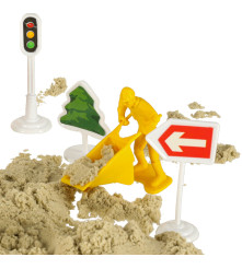 Set creativ cu nisip pentru copii 1100g - castel, vehicule, matrițe şi figurine