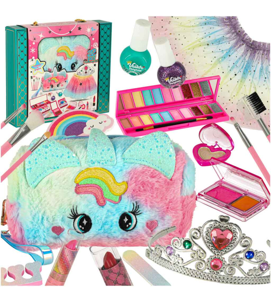 Set de machiaj pentru copii cu tema unicorn, 22 elemente, pentru fetite 3-12 ani
