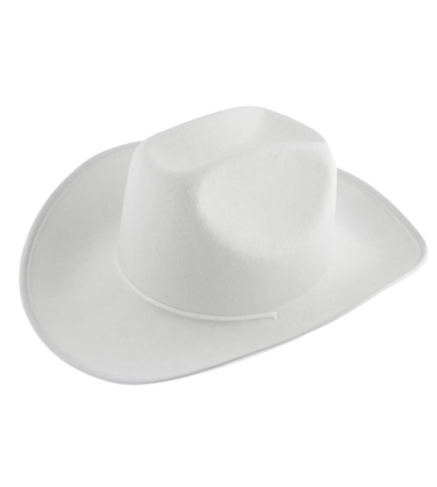 Palarie Cowboy Alba, Accesoriu Petrecere 59 cm