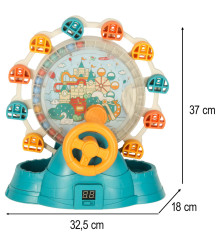 Jucarie Interactiva carusel Roata Ferris cu Volan pentru copii, Muzica si Lumini, Turcoaz