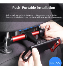 Suport universal tetiera auto pentru telefon si iPad 4 – 11 inch, rosu