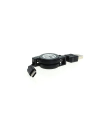 Cablu de date USB Tip C la USB A 2.0, 0.7 metri, rulabil, negru