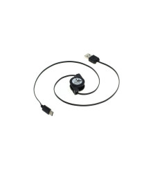 Cablu de date USB Tip C la USB A 2.0, 0.7 metri, rulabil, negru