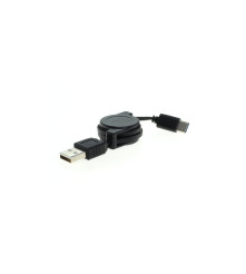 Cablu de date USB Tip C la USB A 2.0, 0.7 metri, rulabil, negru