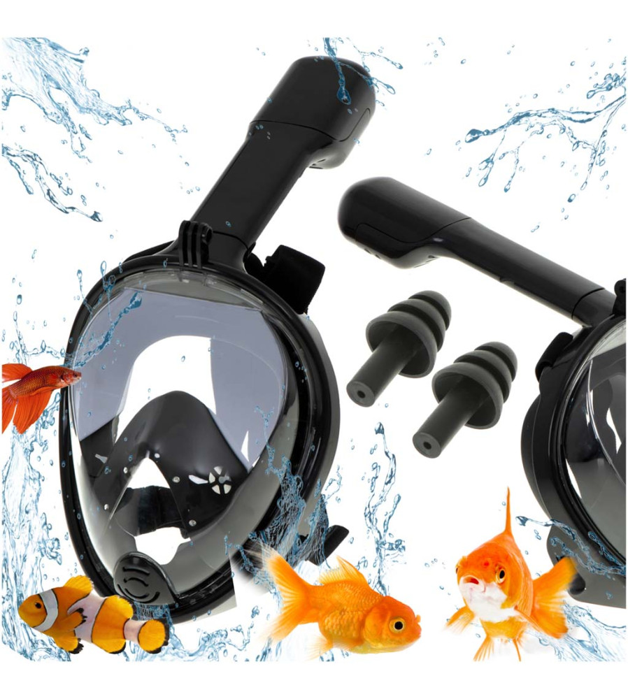 Masca snorkeling Full Face Snorkel Mask L/XL Negru, Anti-abur Reglabil