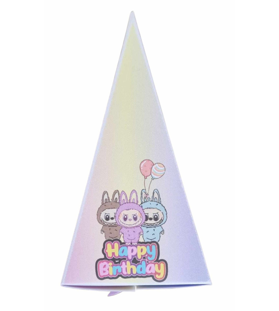 Cutie personalizata in forma de felie tort din carton de 250 gr model Labubu 12 x 7 x 5 cm