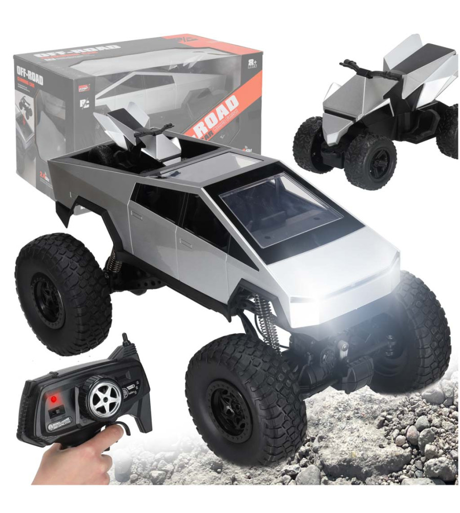 Camioneta RC 1:8 off-road 2.4G, cu telecomanda, motocicleta RC si led