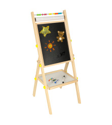 Tabla magnetica din lemn cu abac, piese magnetice, creta, marker si burete, 90 cm