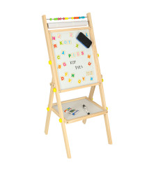 Tabla magnetica din lemn cu abac, piese magnetice, creta, marker si burete, 90 cm