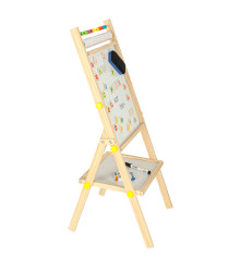 Tabla magnetica din lemn cu abac, piese magnetice, creta, marker si burete, 90 cm