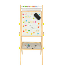 Tabla magnetica din lemn cu abac, piese magnetice, creta, marker si burete, 90 cm