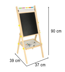 Tabla magnetica din lemn cu abac, piese magnetice, creta, marker si burete, 90 cm