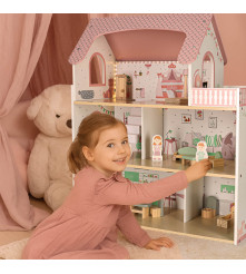 Casuta Papusi din Lemn Lulilo Peonio Dollhouse 70cm cu LED