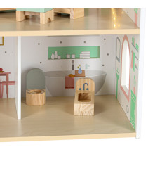 Casuta Papusi din Lemn Lulilo Peonio Dollhouse 70cm cu LED